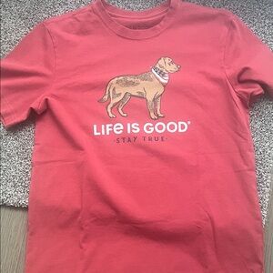 Life Is Good  Stay True Dog wearing a bandana  Tee -Small